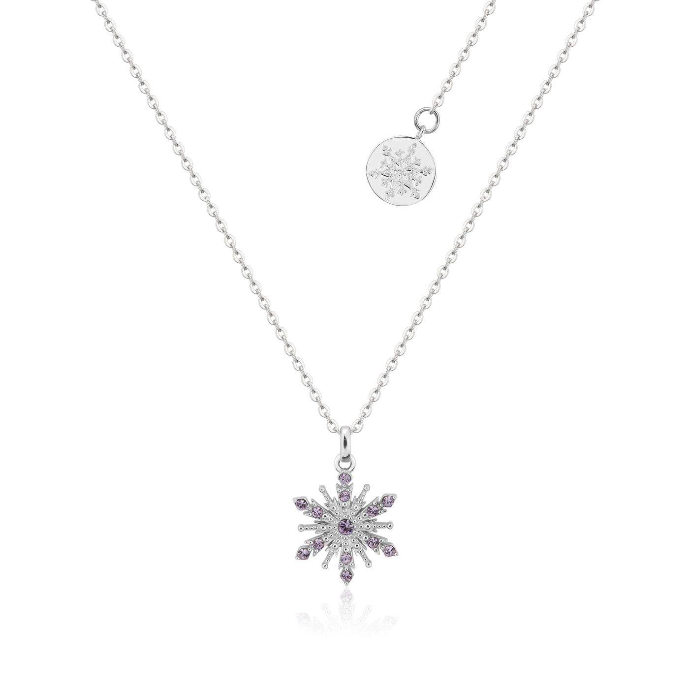 Disney Sterling Silver Rodium Plated Frozen Anna Snow Flake Necklace