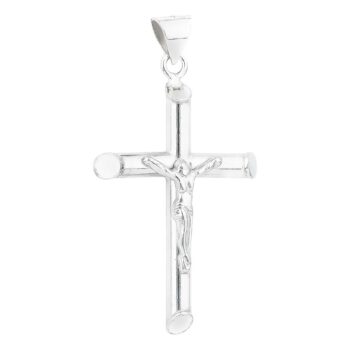 Sterling Silver Rodioum Plated Cross Pendant With Crucifix
