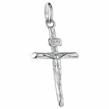 Sterling Silver Rodioum Plated Cross With Crusifix
