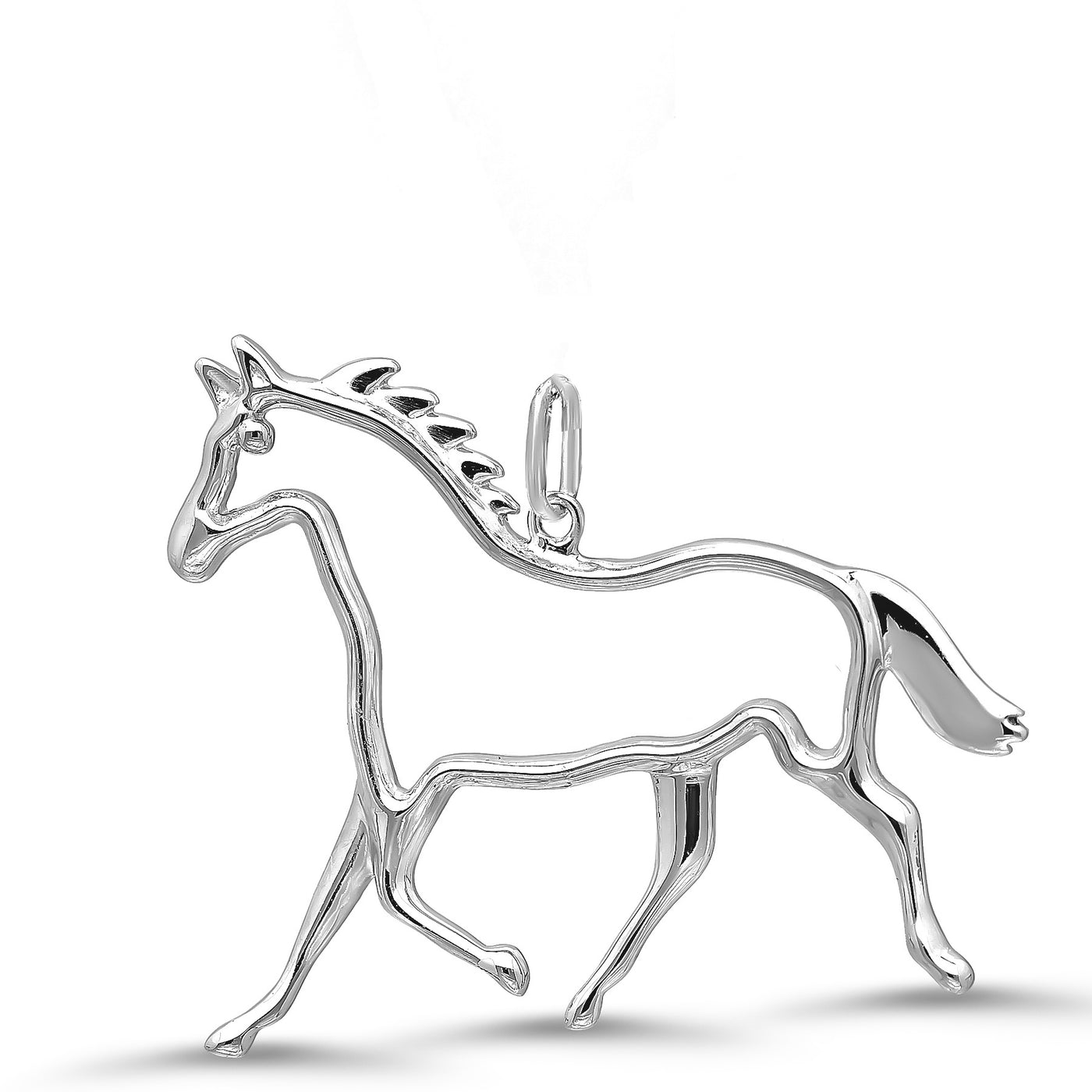 Sterling Silver Rodioum Plated Horse Pendant