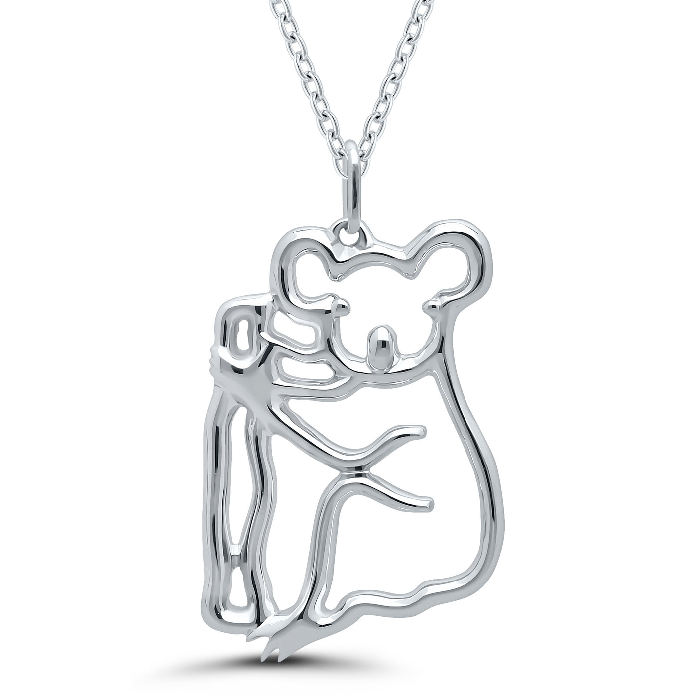 Sterling Silver Rodioum Plated Memento Koala Necklace On A 45Cm Chain