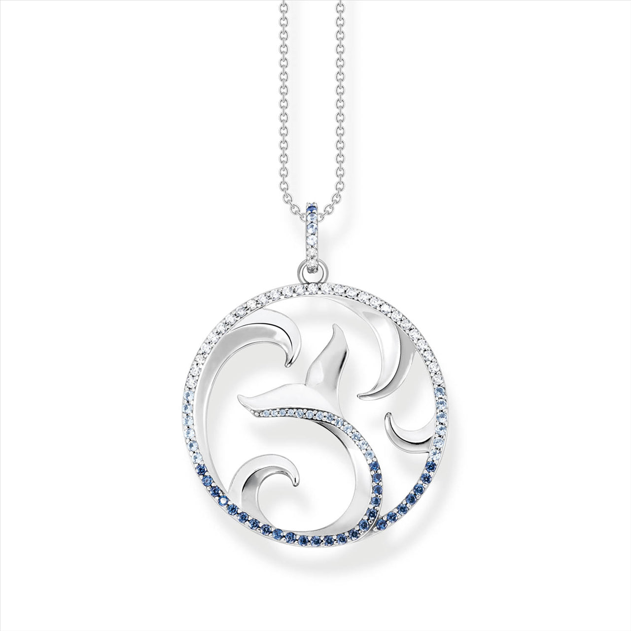 Thomas Sabo Ocean Dolphin Tail Pendant On A Sterling Silver Chain