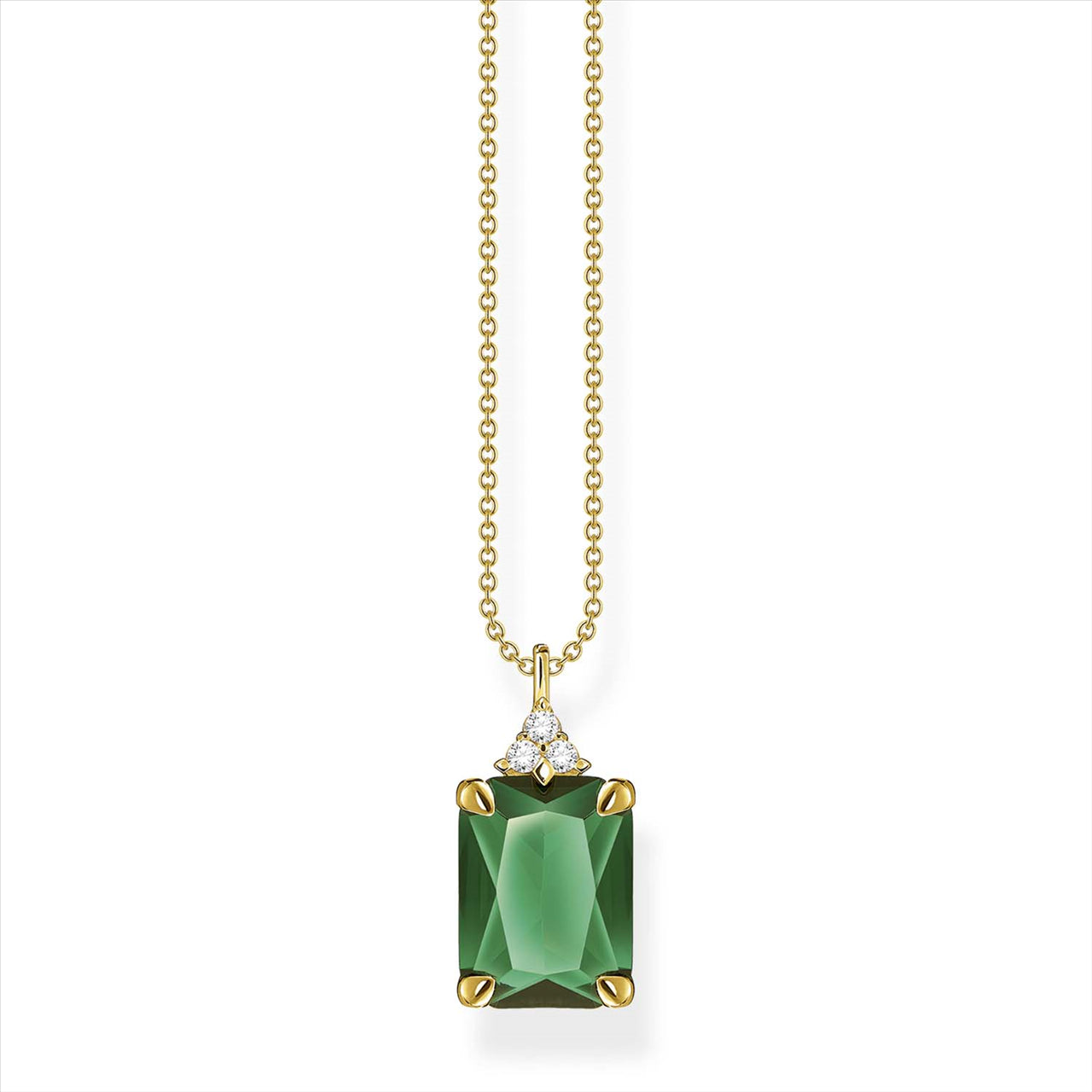 Thomas Sabo Gold Plated Green Cubic Zirconia Necklace