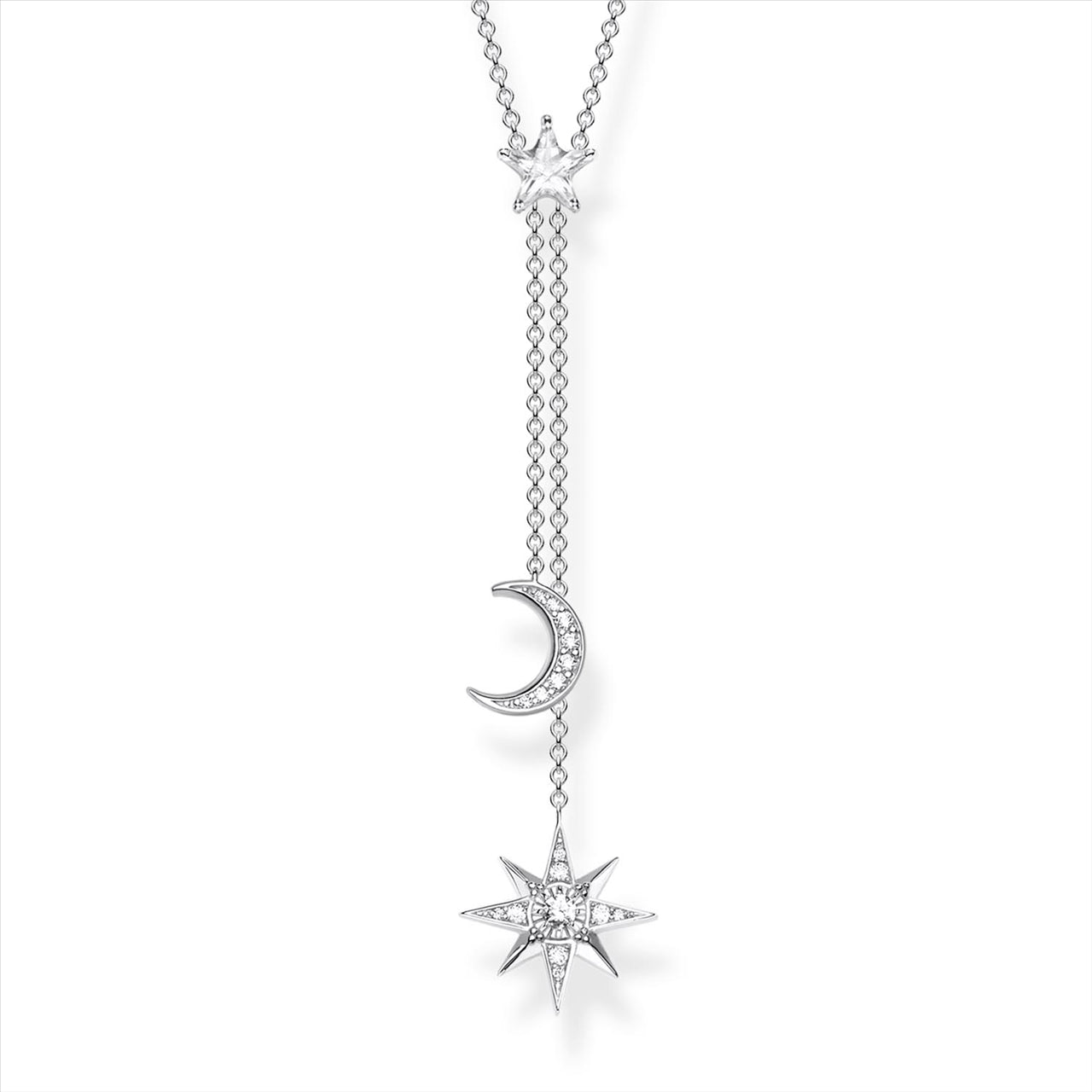 Thomas Sabo Silver Cubic Zirconia Star &Moon Necklace