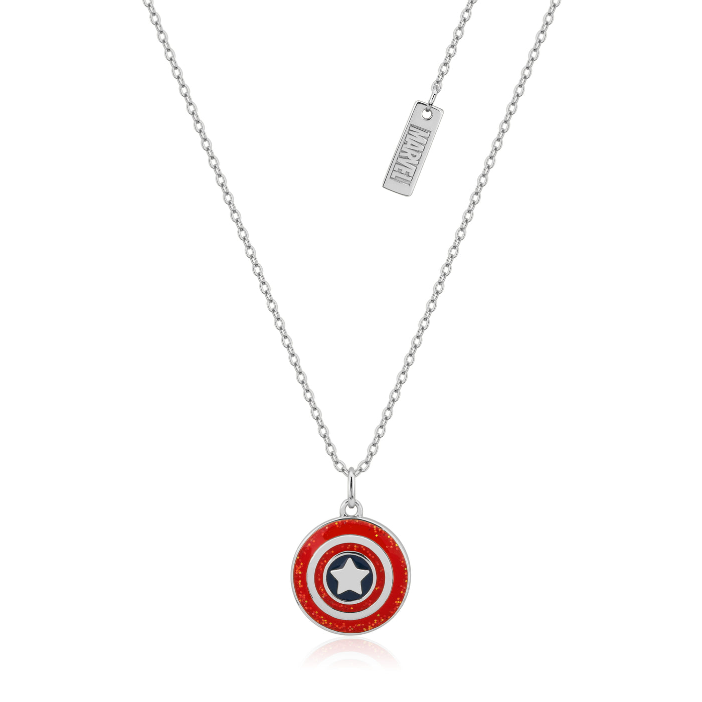 Disney Couture Sterling Silver&Enamel Captain America Necklace
