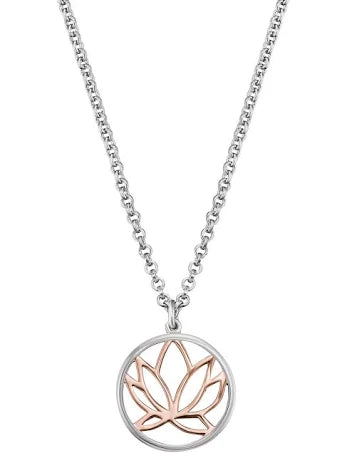 Silv & Rose Gold Plated Lotus Necklace 40+4Cm