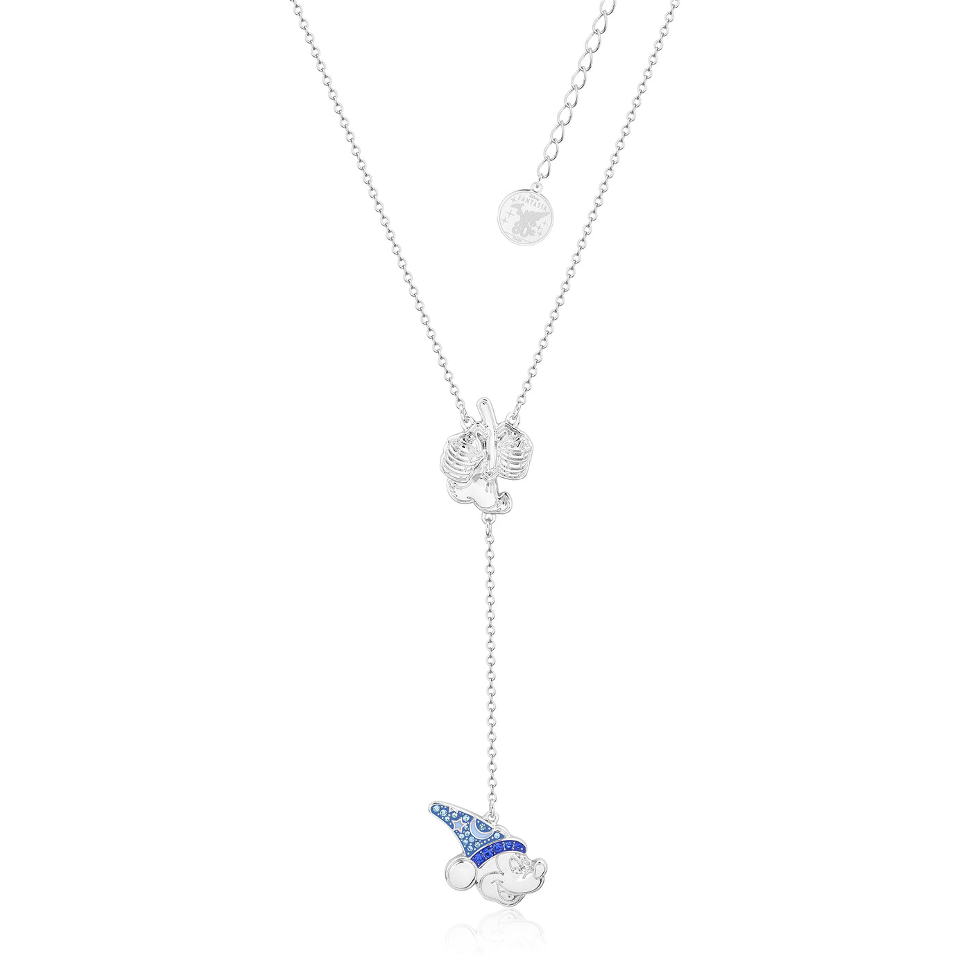 Disney Couture White Gold Plated Sorcerer's Apprentice Mickey Lariat Necklace