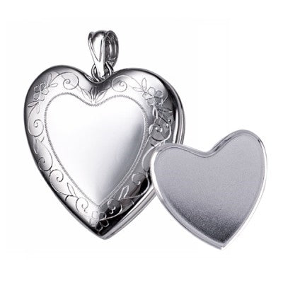 Ss 24Mm Eng Border Memorial Heart Locket
