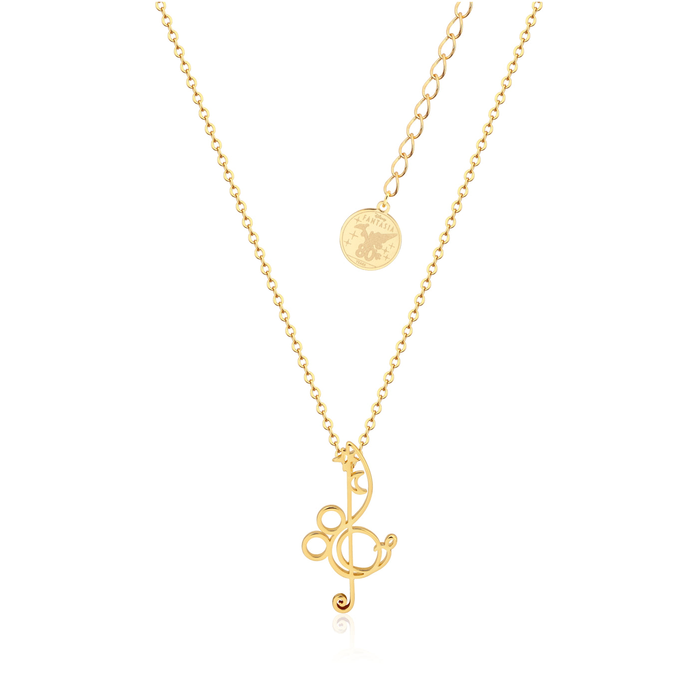 Disney Couture Yellow Tgold Plated Mickey Treble Clef Outline Necklace