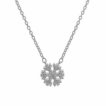 Rodioum Plated Sterling Silver Snowflake  Necklace
