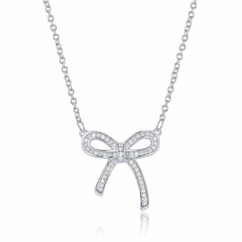 Sterling Silver Rodioum Plated Infinity Bow Necklace