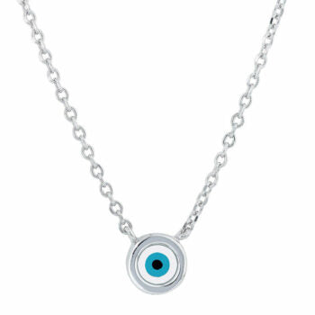 Sterling Silver Rodioum Plating Round Evil Eye Necklace