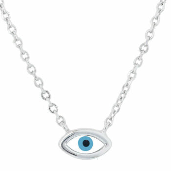 Sterling Silver Rodioum Plating Oval Evil Eye Necklace