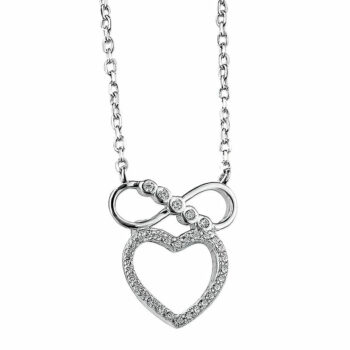 Sterling Silver Rodioum Plated Heart With Infinity Cubic Zirconia Necklace