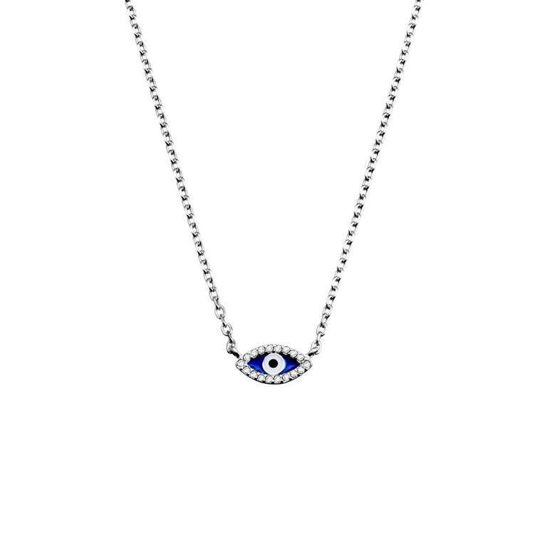 Sterling Silve Cubic Zirconia Mini Eye Necklace
