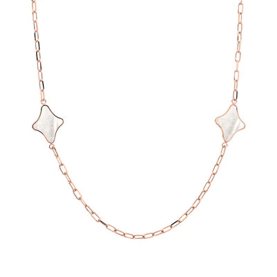 Bronzalure 18Ct Gold Plated Alba Whte Mop Diamond Shape N/L 84Cm