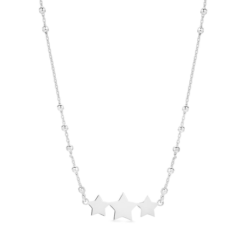 S/Silver Triple Star Necklet 45Cm Xmas23 0915