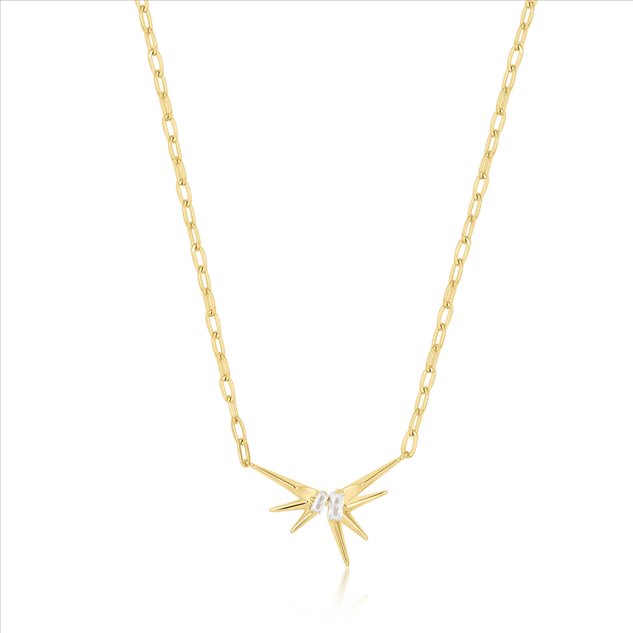 Punk Gld Cz Spike Necklace 43+5Cm