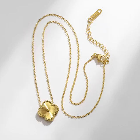 Stainless Steel Clover Ygp Necklace-Gold