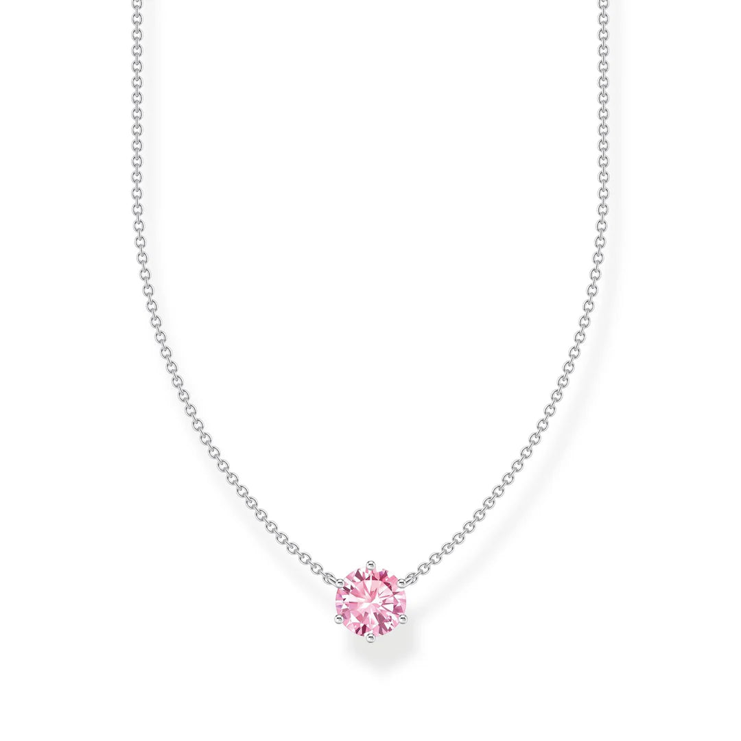 Necklace with pink zirconia pendant 40-45cm