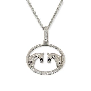 McJ Pendant S/S & Cz Set 2 Horses