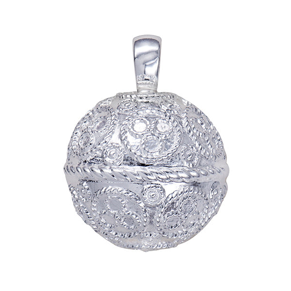 Silver Lace Pattern Ball Memorial Pendant