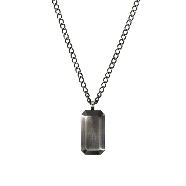 Blaze stainless steel men’s antique finish dog tag pendant necklace with matte chain