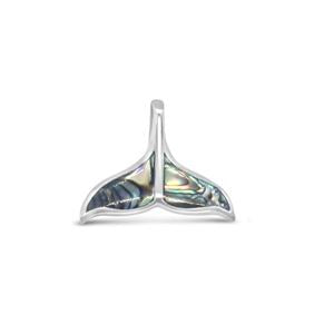 Sterling Silver Paua Shell Whale Tail Pendant