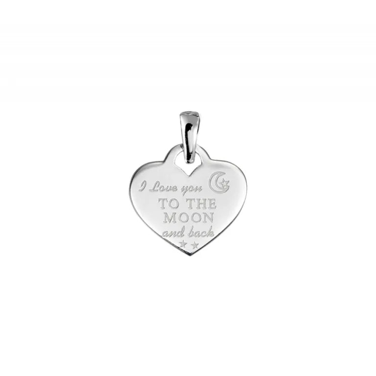 Silver Heart Pendant I love you to the moon and back
