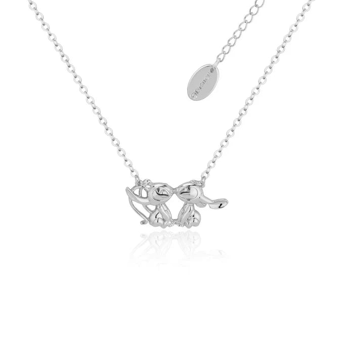 Angel & Stitch Necklace 14kwhite gold plated