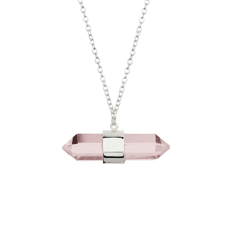 Sterling Silver Double Terminated Rose Quartz Necklace