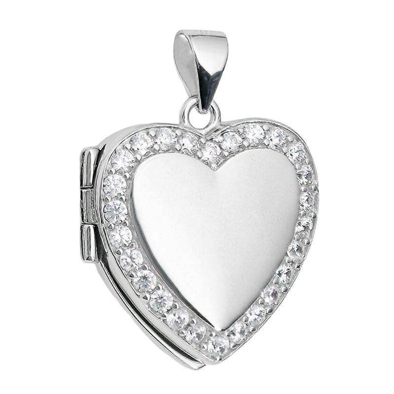Silver Rhodium Plated Engravable Heart Locket For Ashes,Flowers