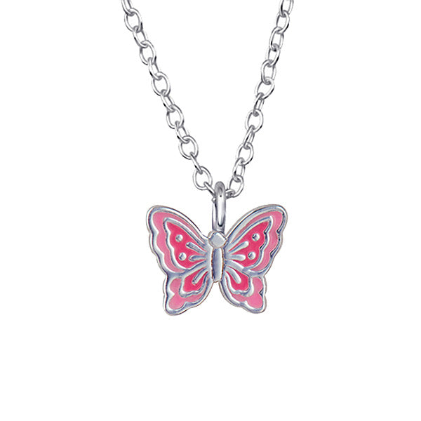 Sterling Silver Butterfly Pendant W 40+5Cm Chain
