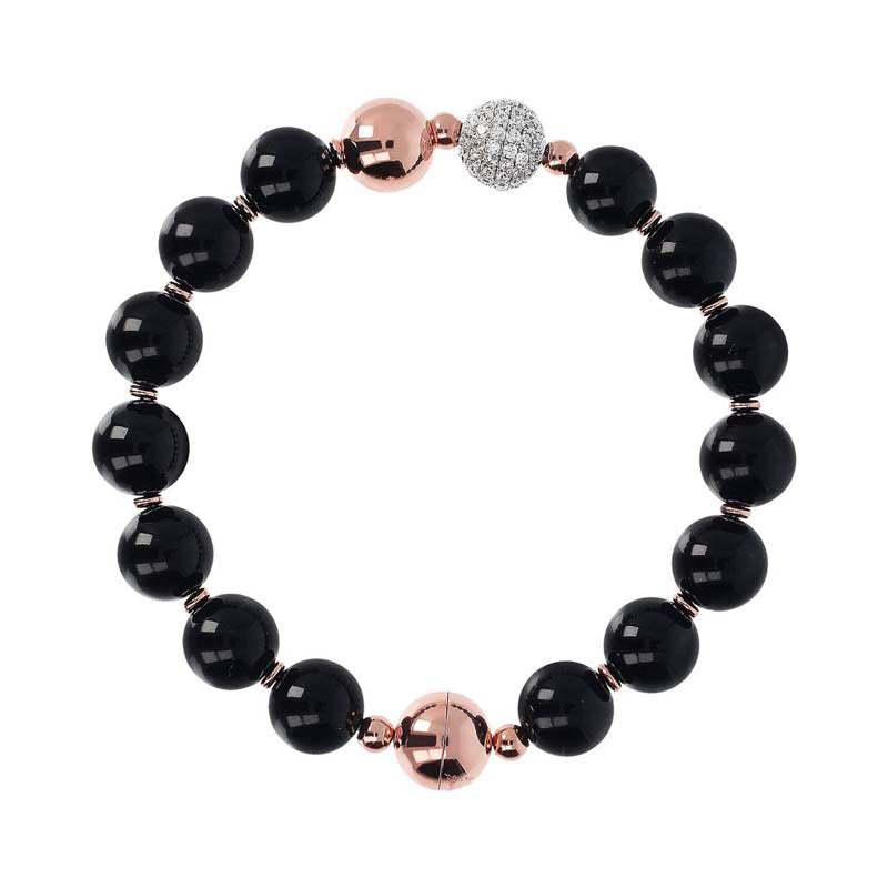 Bronzallure Black Onyx Cubic Zirconia Magnetic Bracelet