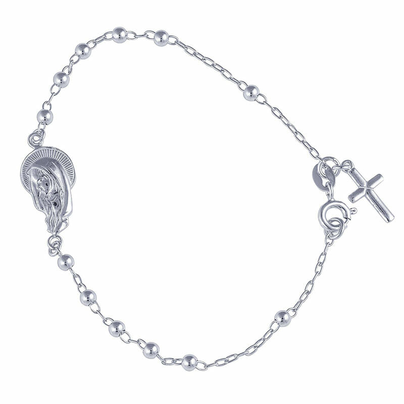 Ss Rp 3Mm Silver Ball Rosary B/Let 19 Cm
