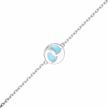 Sterling Silver Rodioum Plated Foot Print Feet Blet