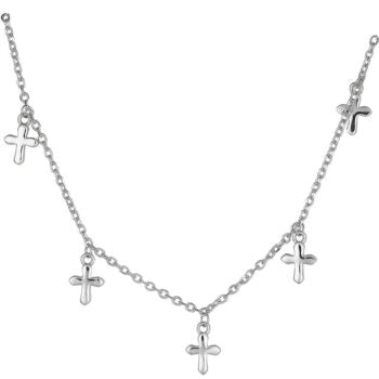 Sterling Silver 5X Dangling Cross Anklet