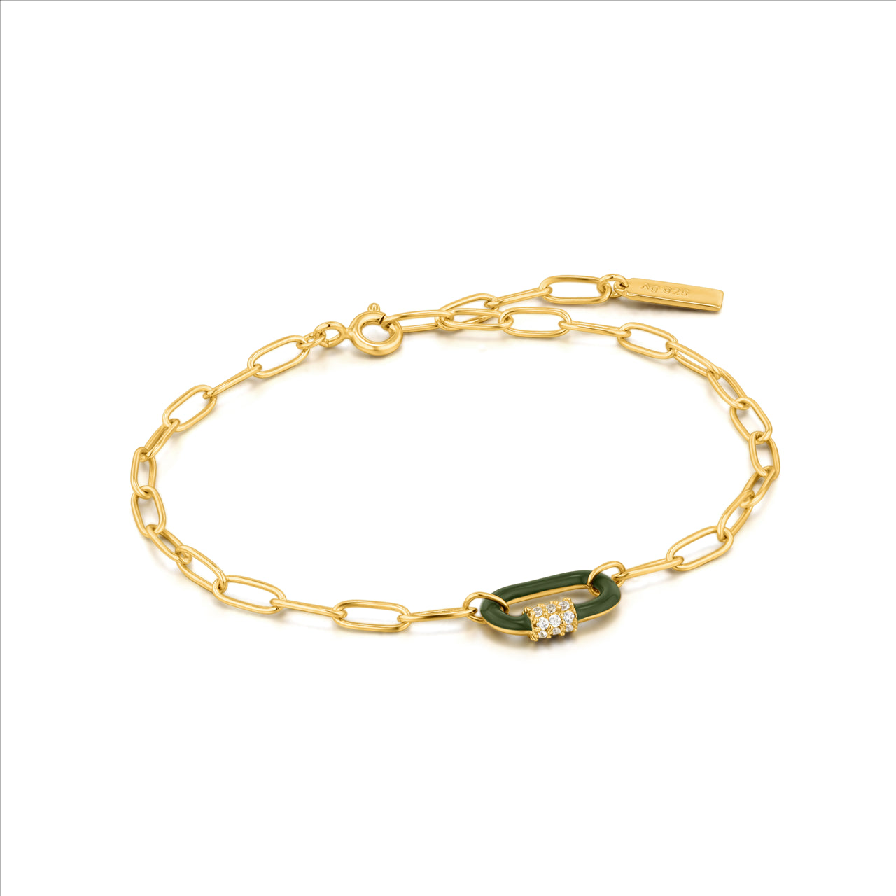Ania Haie Gold Plated Green Enamel Bracelet