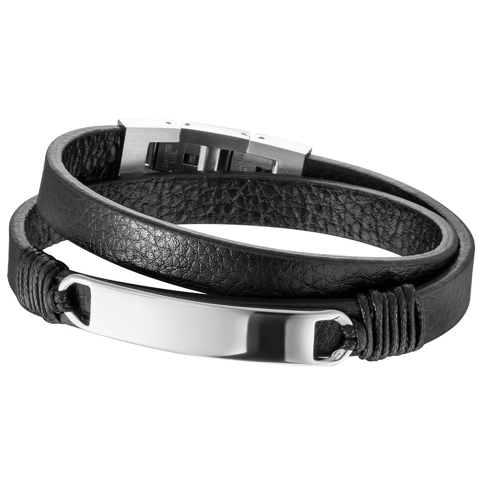 Save Brave Mason Leather Id Bracelet