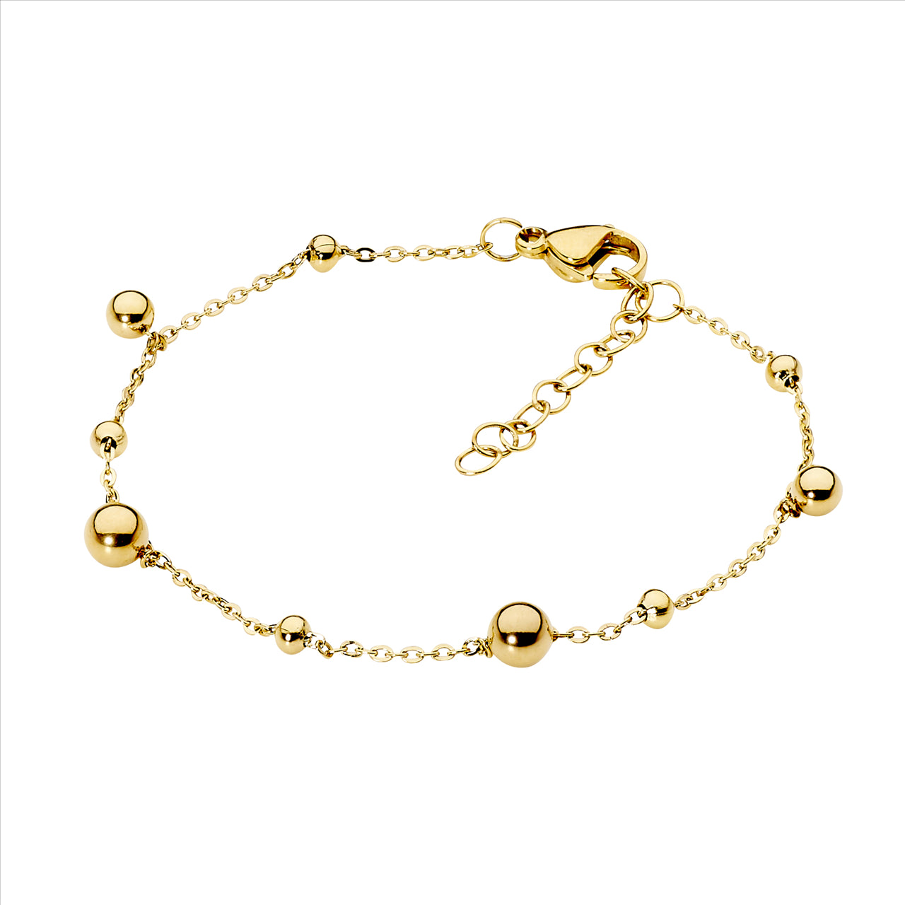 Ball Featured Stainless Steel Bracelet 17+2Cm Yellow Gold Plated