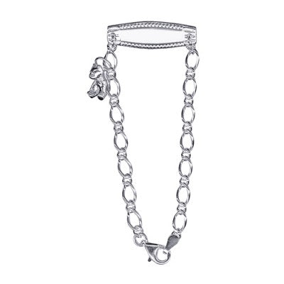 Sterling Silver Baby Id Bracelet With Teddy