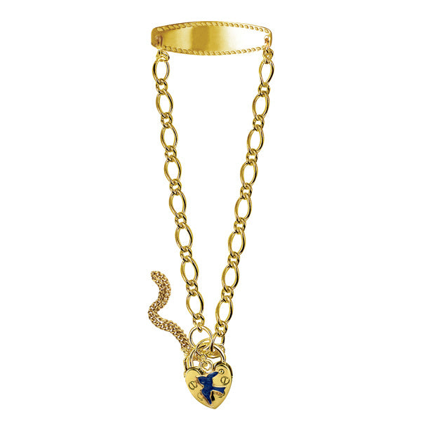 Sterling Silver Triple Gold Plated Baby Id Bracelet Bird Padlock