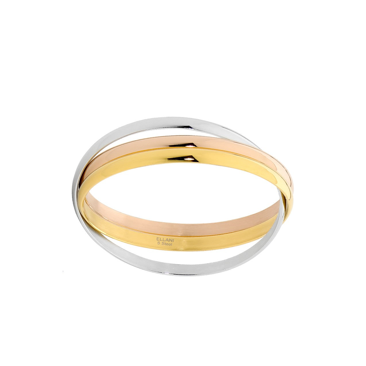 Triple Linked Bangle Stainless Steel Rose And Yellow Gold Plated