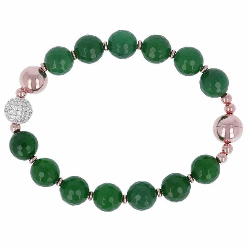 Bronzallure Gold Plated & Green Agate Bracelet