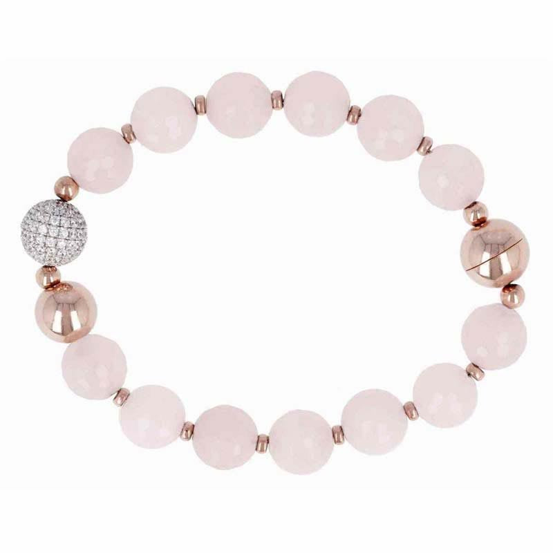 Bronzallure Rose Quartz Gold Plated Bracelet