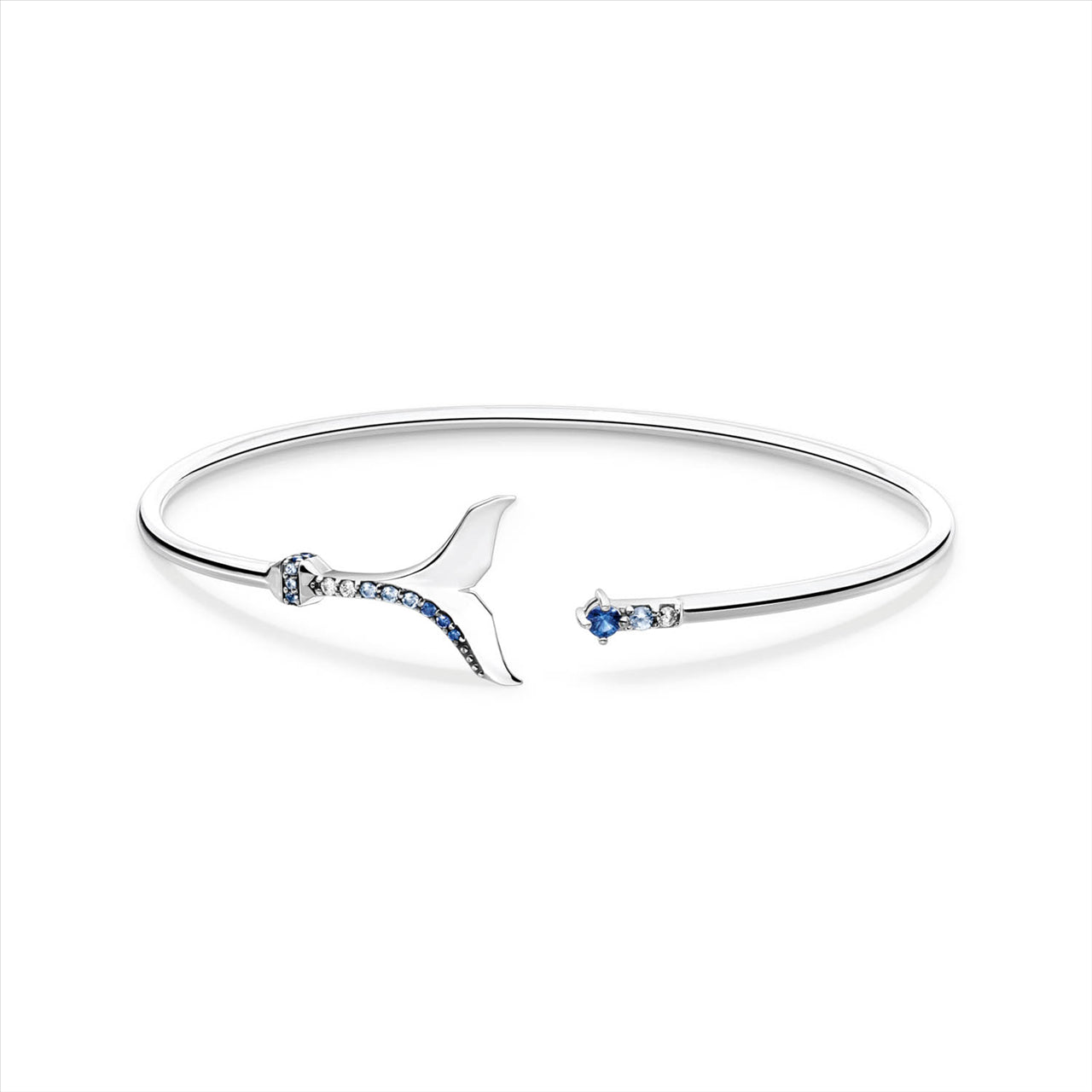 Thomas Sabo Sterling Silver Dolphin Tail Blue Cz Cuff 17Cm