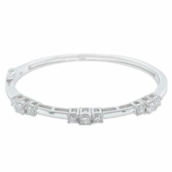 Sterling Silver Rodioum Plated Cubic Zirconia Bangle