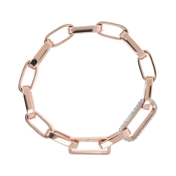 Bronzalure Altissima Oval Link Whte Cubic Zirconia 20Cm Bracelet