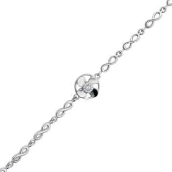Sterling Silver Rodioum Plated Spinning Flower Bracelet