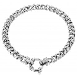 Sterling Silver Curb Solid Euro Clasp Bracelet